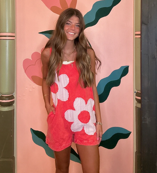 Petal Flower Patched Romper
