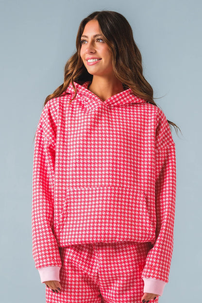Houndtooth Rose Hoodie
