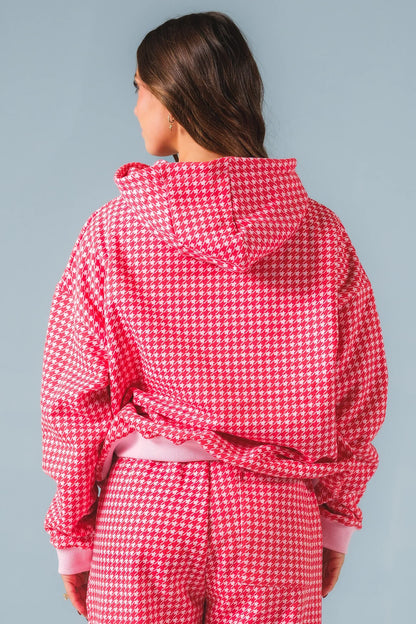 Houndtooth Rose Hoodie