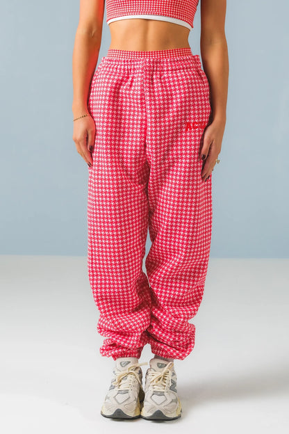 Houndtooth Rose Joggers