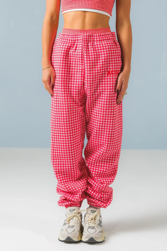 Houndtooth Rose Joggers