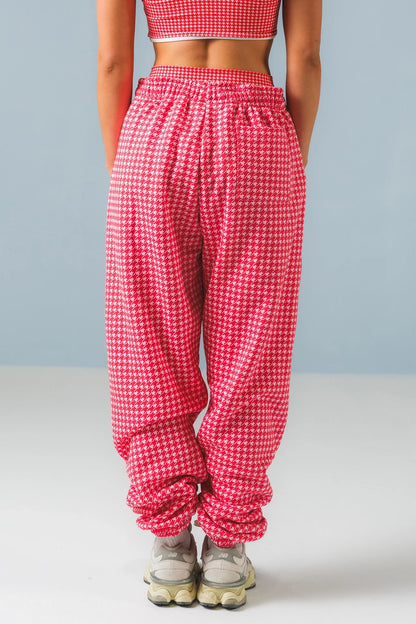 Houndtooth Rose Joggers